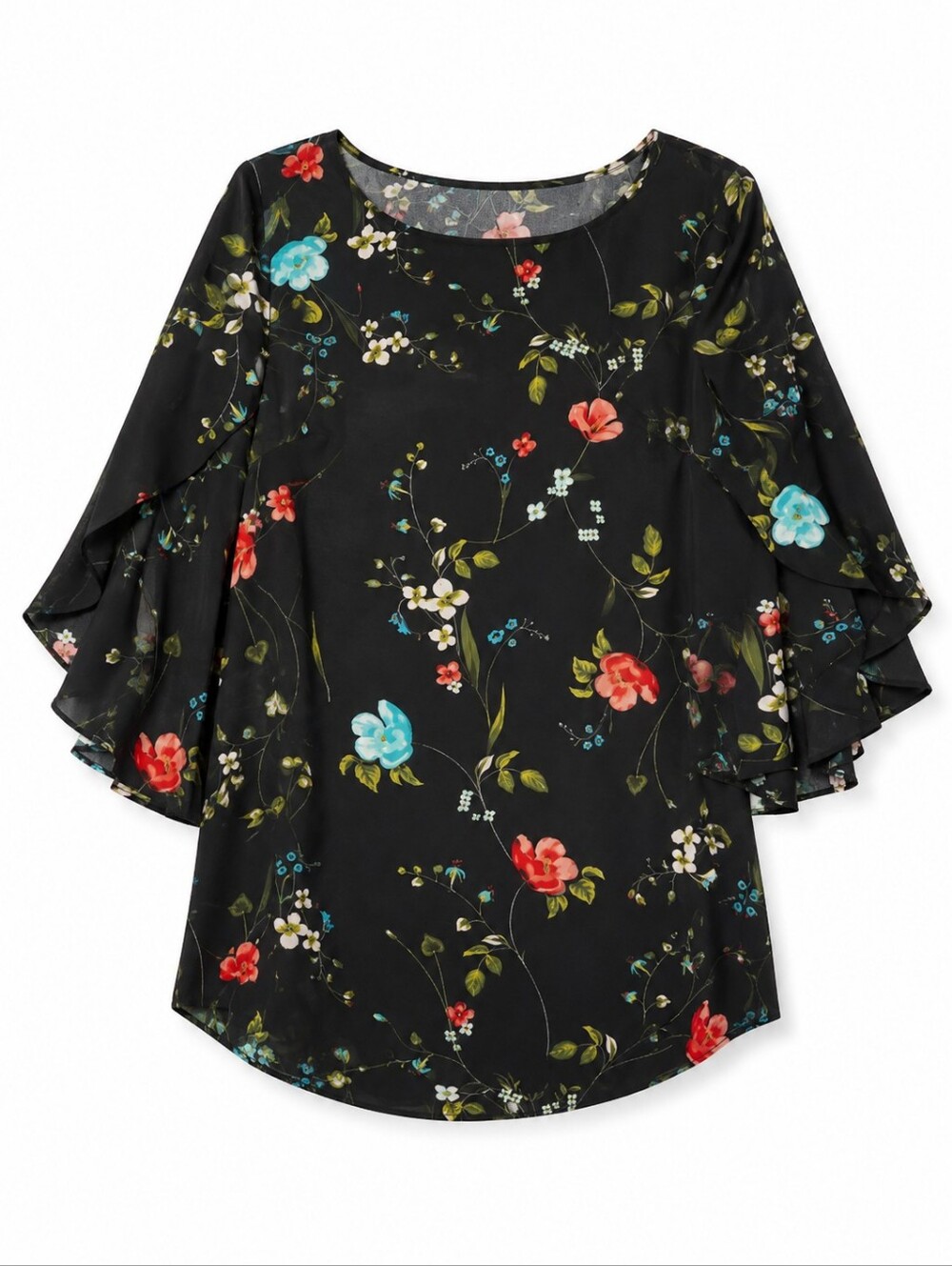 Worthington Floral Layered Dress Blouse With Tank Tunic Length Size 2X